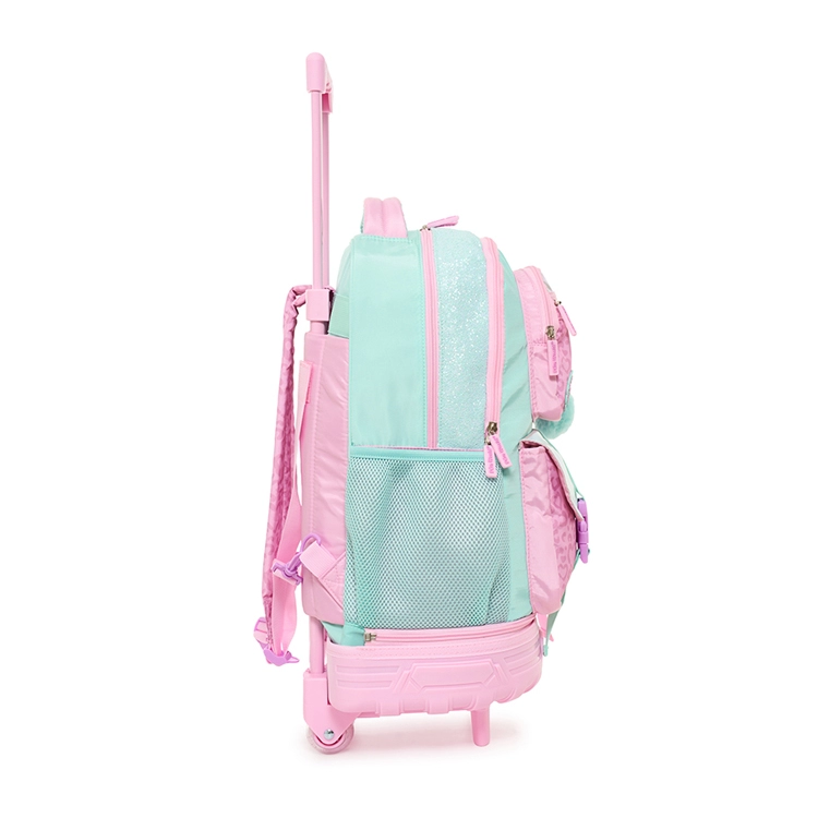 Mochila Escolar FW 2026 Fun World Chic 18" con Carro Desmontable Rosa-Verde Art.202149